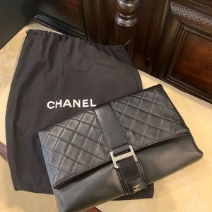 Chanel large velcro flap front clutch